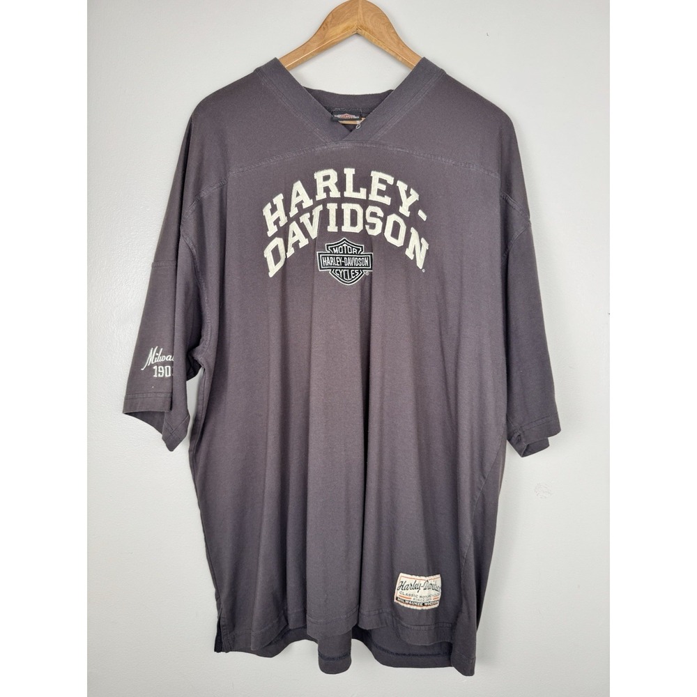 Harley Davidson T Shirt Adult 2XL Clarksville, TN Gray V Neck Embroidered A13